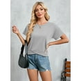 thumbnail image 2 of HOWCOME Short Sleeve Shirts for Women Summer Loose Fit Crew Neck Tops Trendy Clothes Fashion 2025 Grey, Medium, 2 of 6