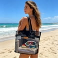 thumbnail image 4 of LOWLHOME Large Mesh Holiday Handbag, 17×13 ×14" Beach Tote Bag for Women, Casual Shoulder Bags for Travel Swimming, 4 of 4