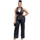 thumbnail image 3 of Mono liso para mujer, verano 2025, informal, con escote en V, sin mangas, holgado, moda urbana, pantalones de pierna ancha, pantalones, mono, 3 of 5