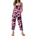 thumbnail image 5 of EANJE Halloween Women's Jumpsuits Wide Leg Adjustable Gothic Skull Floral Print Overall Sleeveless Womens Rompers Straps Jumpsuits Plus Size Bib Overalls Winter Clothing Pink XL, 5 of 6