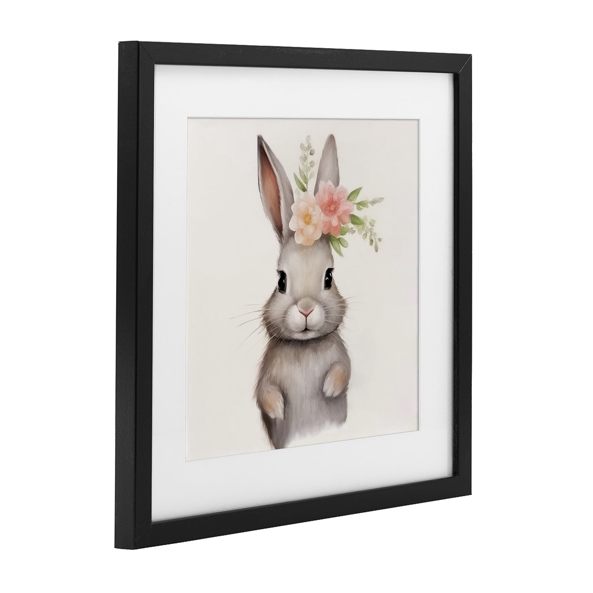 Stupell Industries Sweet Floral Crowned Bunny Black Framed Print Under Glass, design by Lazar Studio