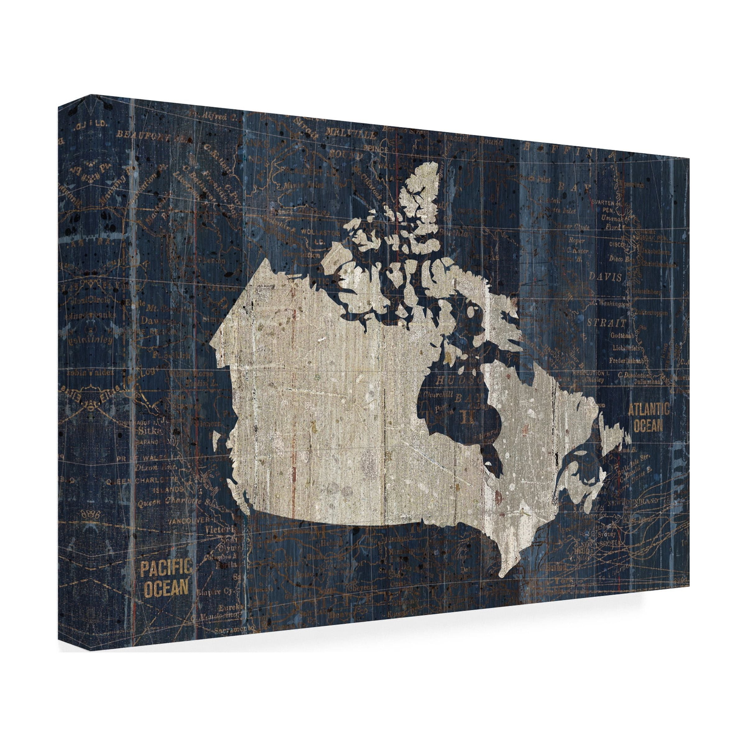 Trademark Fine Art 'Old World Map Blue Canada' Canvas Art by Wild Apple Portfolio