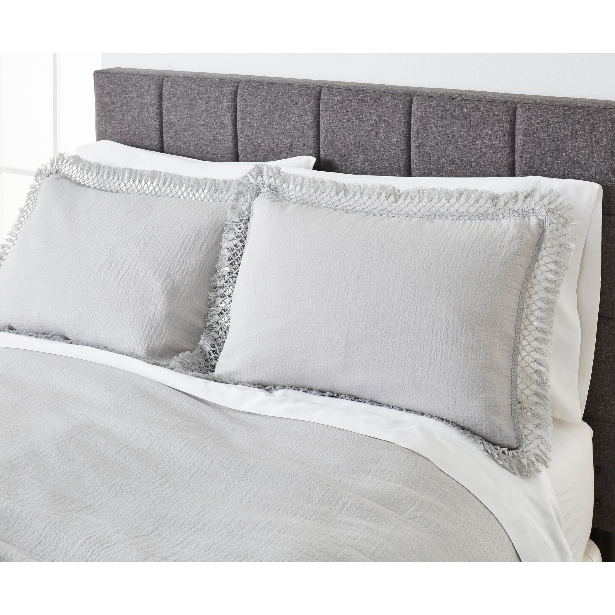 Better Homes & Gardens Solid Color Soft Silver Textured Matelassé Full/Queen Duvet Cover Set, No Fill