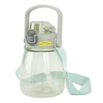 thumbnail image 2 of Jarra de agua de plástico con tapa de pajita, 1100 ml, a prueba de fugas y derrames, botella grande para niños y mujeres, verde, portátil con correa, 2 of 8