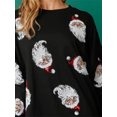 thumbnail image 3 of Argulvti Womens Crewneck Sweatshirt Loose Santa Claus Sequins Print Long Lantern Sleeve Tops for Christmas, 3 of 5