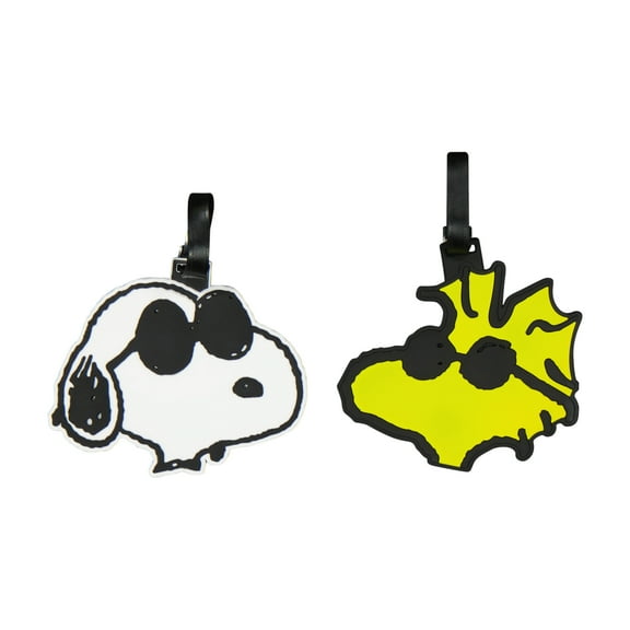 Peanuts 2-Piece Suitcase ID Tag Set with Adjustable Straps, Snoopy and Woodstock, Multi, One Size
