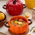 thumbnail image 6 of Yika Halloween Decorations Halloween Ceramic Soup Pot With Lid Pumpkin Double Ear Soup Bowl, 6 of 9