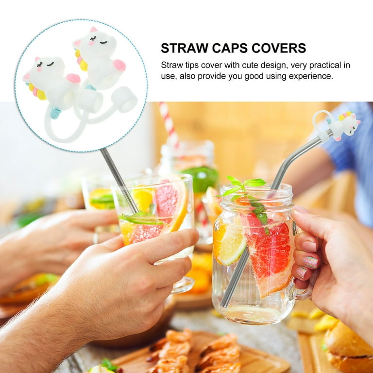 8Pcs Straw Silicone Caps Drinking Pipe Covers Straw Tip Plugs Silicone  Straw Covers 