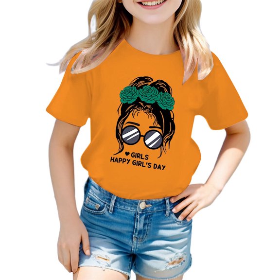 Gelikeya Tween Boys Shirts Size 11-12 Cute Graphic Printed Tee Shirt Casual Crewneck Short Sleeve Tops Fahion Clothes for School Orange 11-12 Years