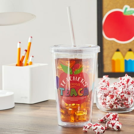 Progressive Gifts 16 oz. Valentine Teachers Gonna Teach Acrylic Tumbler Cup with Candy