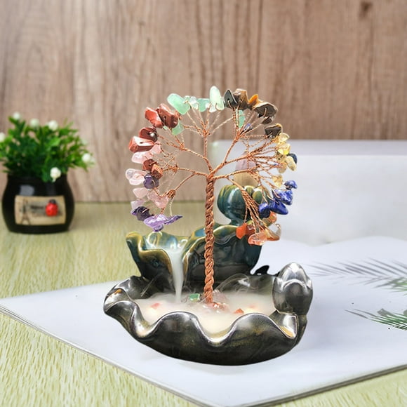Suncoda Crystal Incense Burner, Crystal Tree Incense Burners Ornament Crystal Fortunes Tree Money Tree Accessories Crystal Ornament Incense Burners