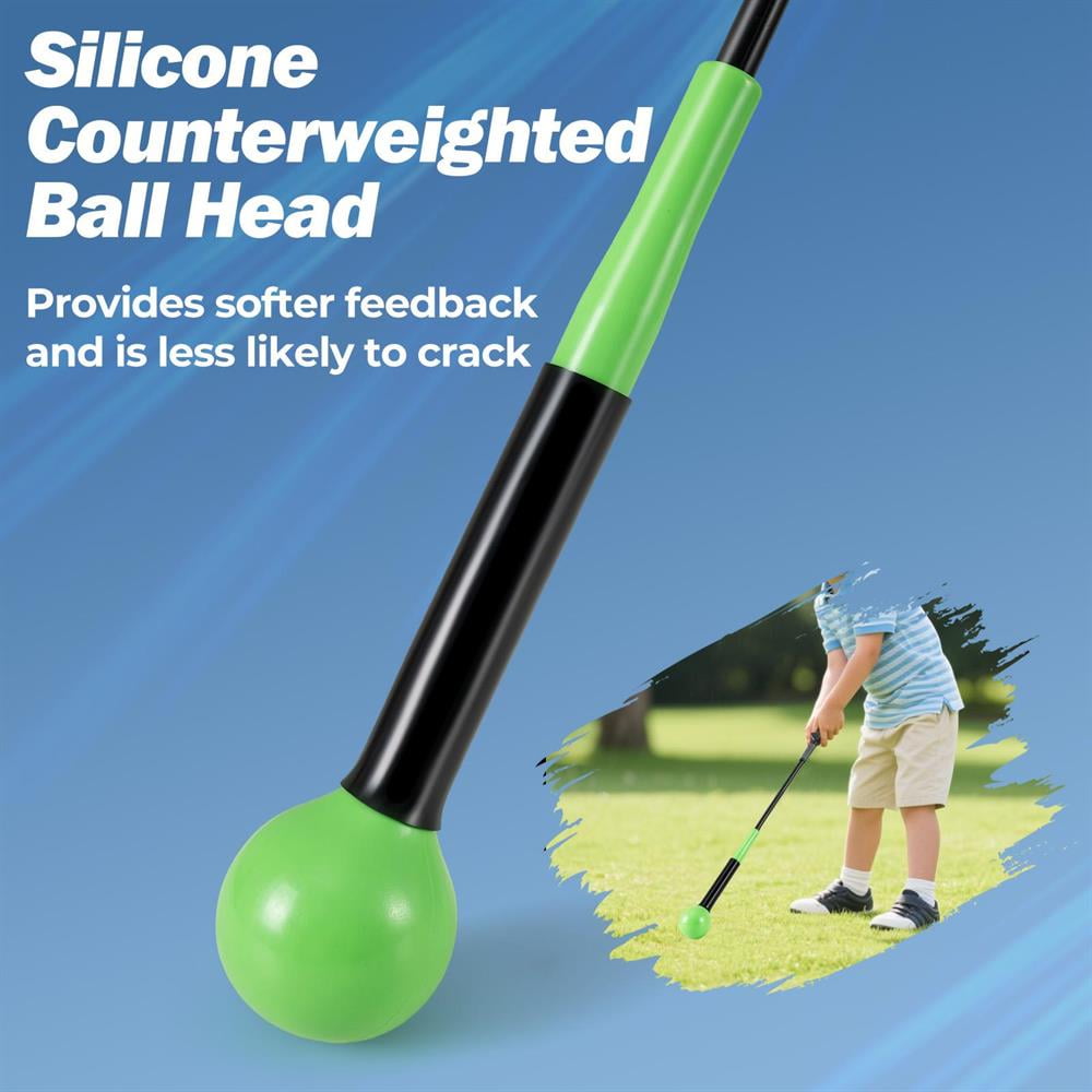 Topcobe 31.5 Inch Golf Swing Trainer Aid with Weighted Head for Grip Rhythm Balance-Green, Indoor Sports Equipment