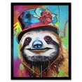 thumbnail image 1 of Sloth Wearing Ladies Summer Hat Modern Pop Art Art Print Framed Poster Wall Decor 12x16 inch, 1 of 5
