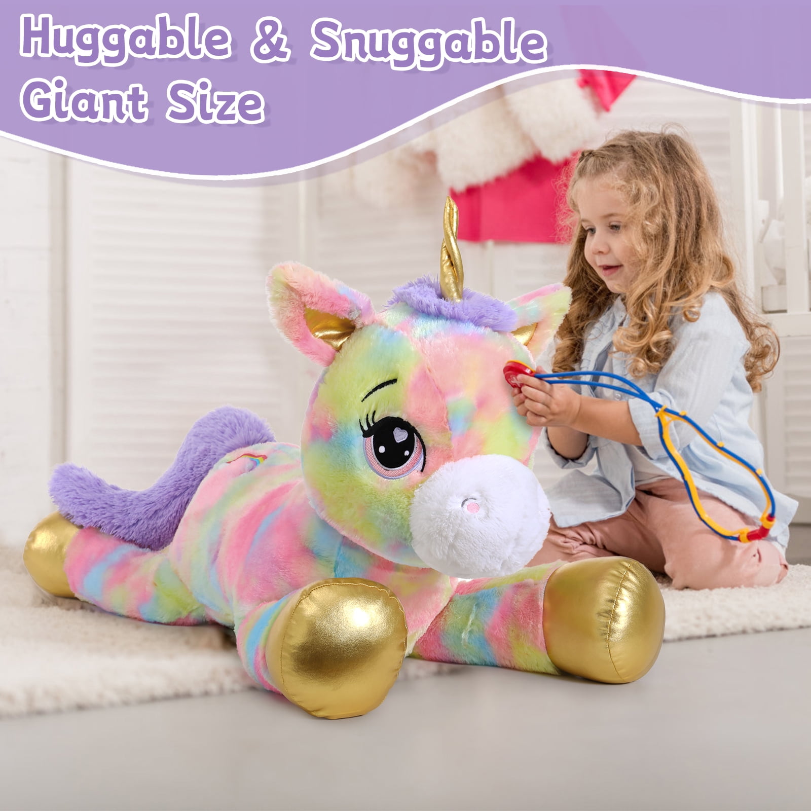 MaoGoLan 43'' Giant Unicorn Stuffed Animal Cute Colorful Unicorn Plush Toy