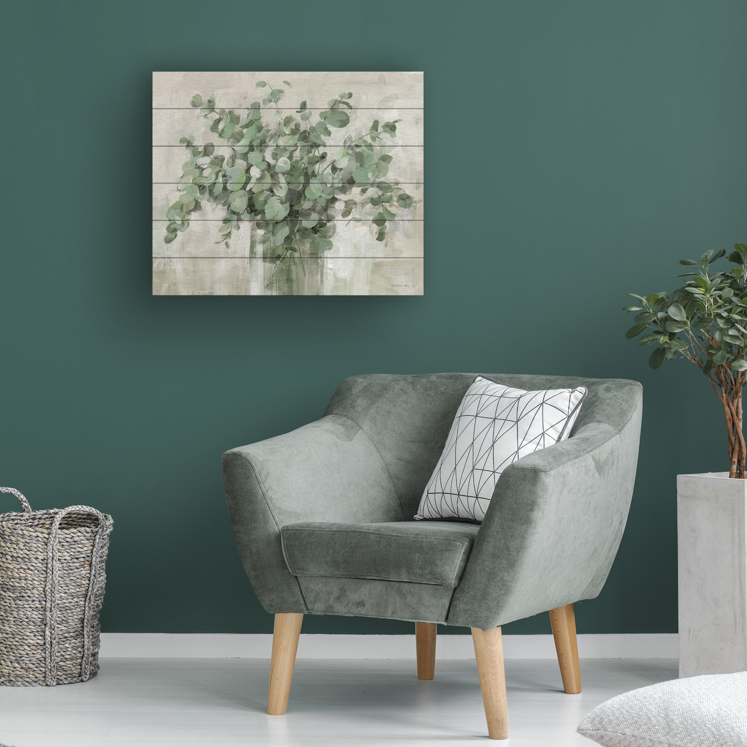 Danhui Nai 'Scented Eucalyptus Neutral' Wood Slat Art 18x22