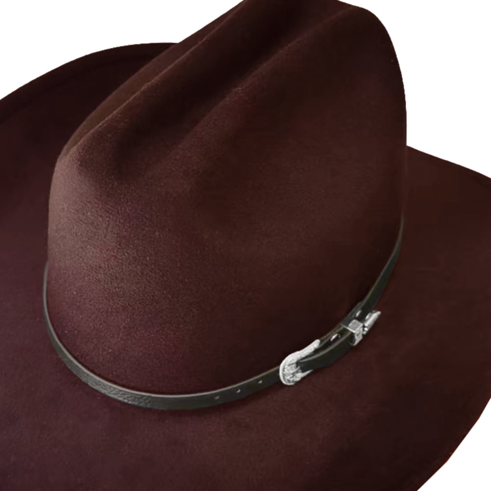 LZLER Fashion Western Cowboy Hat for Men Women Wide Brim Fedora Hat with Buckle Belt