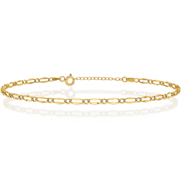 14K Solid Yellow Gold Link Chain Anklet Summer Beach Foot Ankle Bracelet