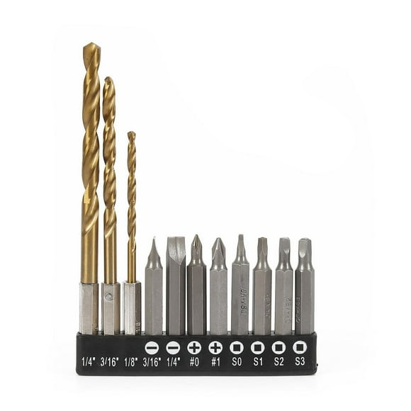 WorkPro Drill And Bit Set-11 Piece,Titanium Coated HSS Drill Bit, Cr-V Screwdriver Bit