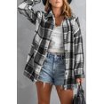 thumbnail image 3 of ABPHQTO Chaqueta camisera abotonada con estampado de cuadros gris de mujer L, 3 of 5