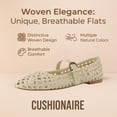 thumbnail image 3 of Cushionaire Weston Hand Woven Ballerina Flats for Women – Faux Leather Mary Jane Shoes Women Footwear with Adjustable Braided Strap, 3 of 15