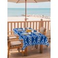 thumbnail image 2 of Outdoor Tablecloth with Umbrella Hole for Patio/Picnic/Party/Camping, Blue Boho Waterproof Table Cloth Rectangle Table Cover Washable, Abstract Geometric Bohemia Ethnic Striped (54"x 80"), 2 of 8