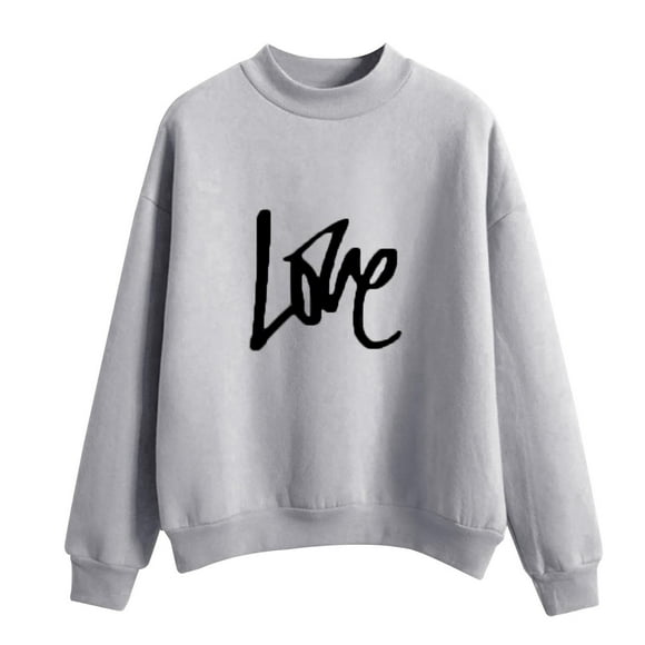CEHVOM Women Fashion Casual Print Round Neck Loose Long Sleeve Short Tops Blouse Hoodless Sweatshirts Clearance