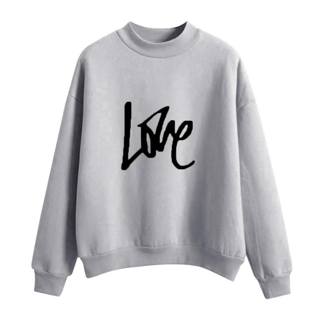 CEHVOM Femmes Mode Décontractée Imprimé Col Rond Ample Manches Longues Hauts Courts Blouse Chandails Sans Capuche Liquidation