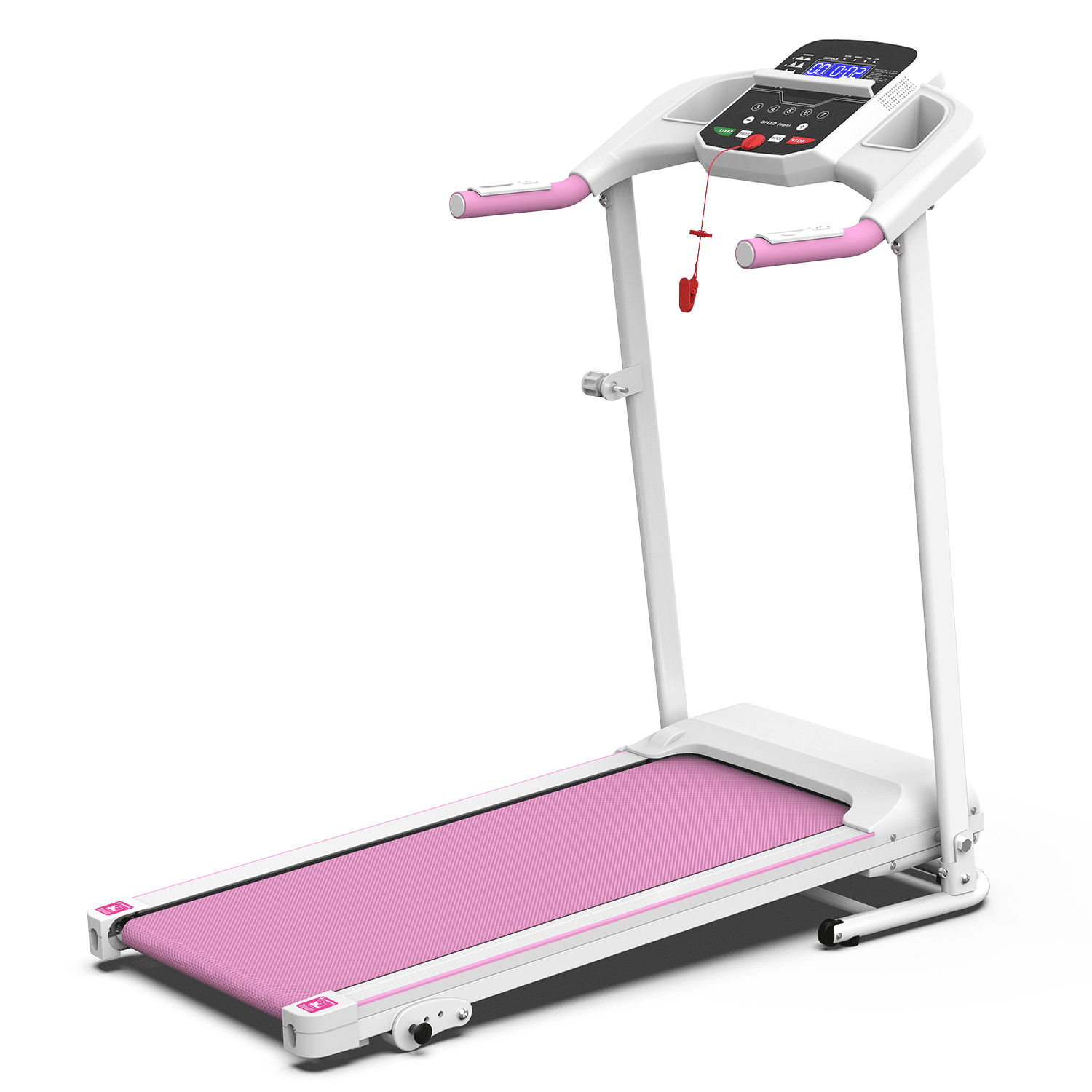 Aukfa Folding Treadmill for Home, Electric Running Walking Treadmill with Incline, 265 lbs Capacity, 7.5 MPH, Pink