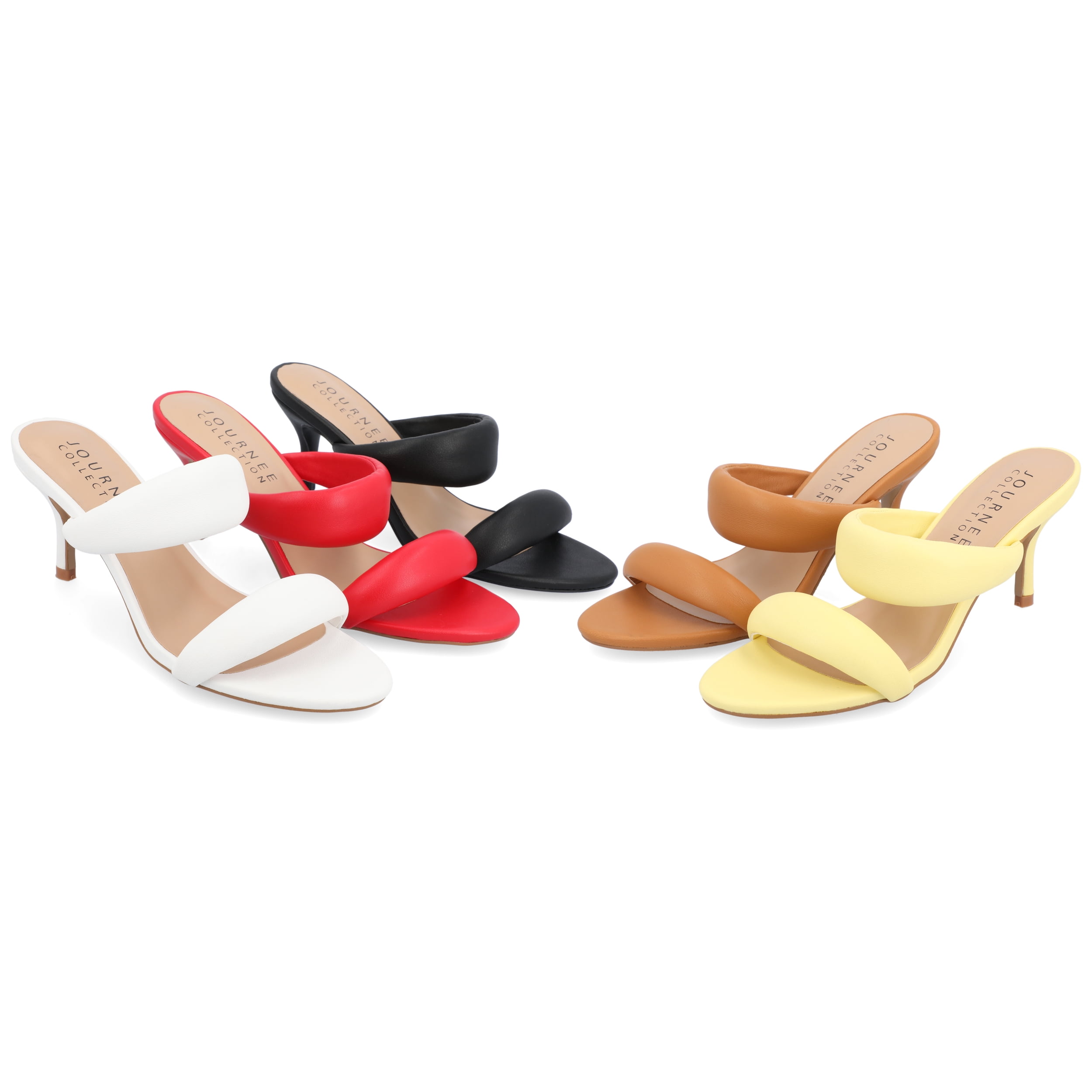 Journee Collection Womens Mellody Light Puff Strap Slip On Open Toe Pumps