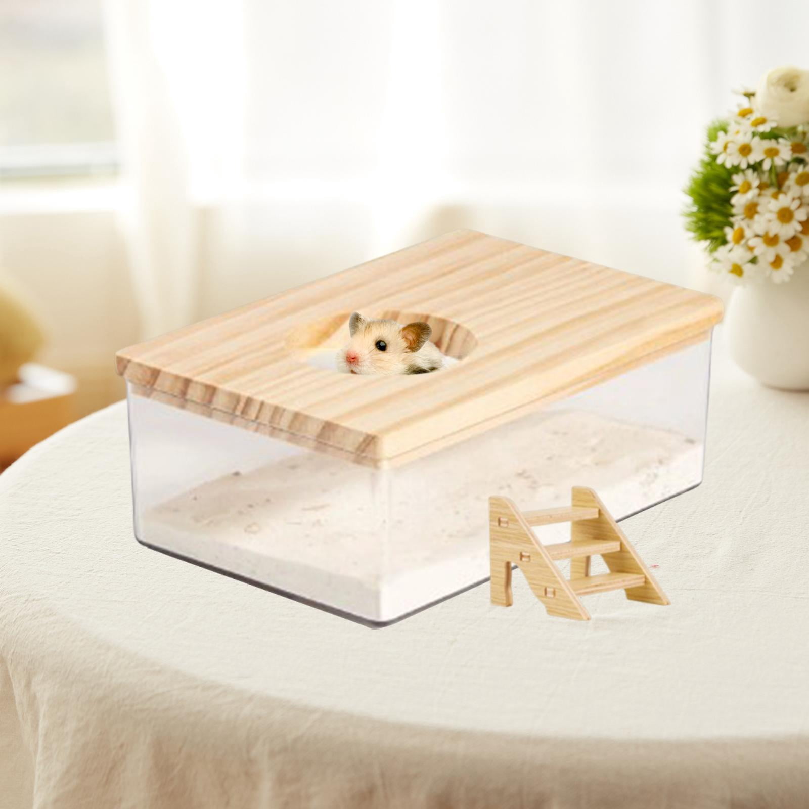 CarpNettore Hamster Sand Bath Box Clear Pet Toilet And Sand Container for Hedgehog Squirrels L