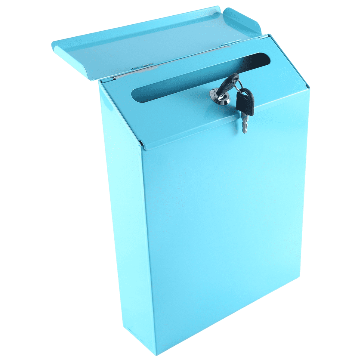 Wall-Mounted Mailbox Lockable Mailbox Wall Collection Box Farmhouse Mailbox with Key Suitable for Home Office Blue