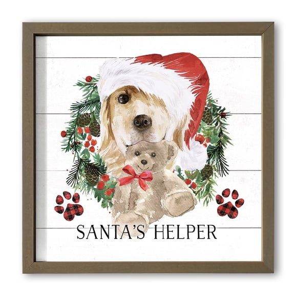 Creative Products Santa's Golden Helper 16 x 16 Brown Framed Print
