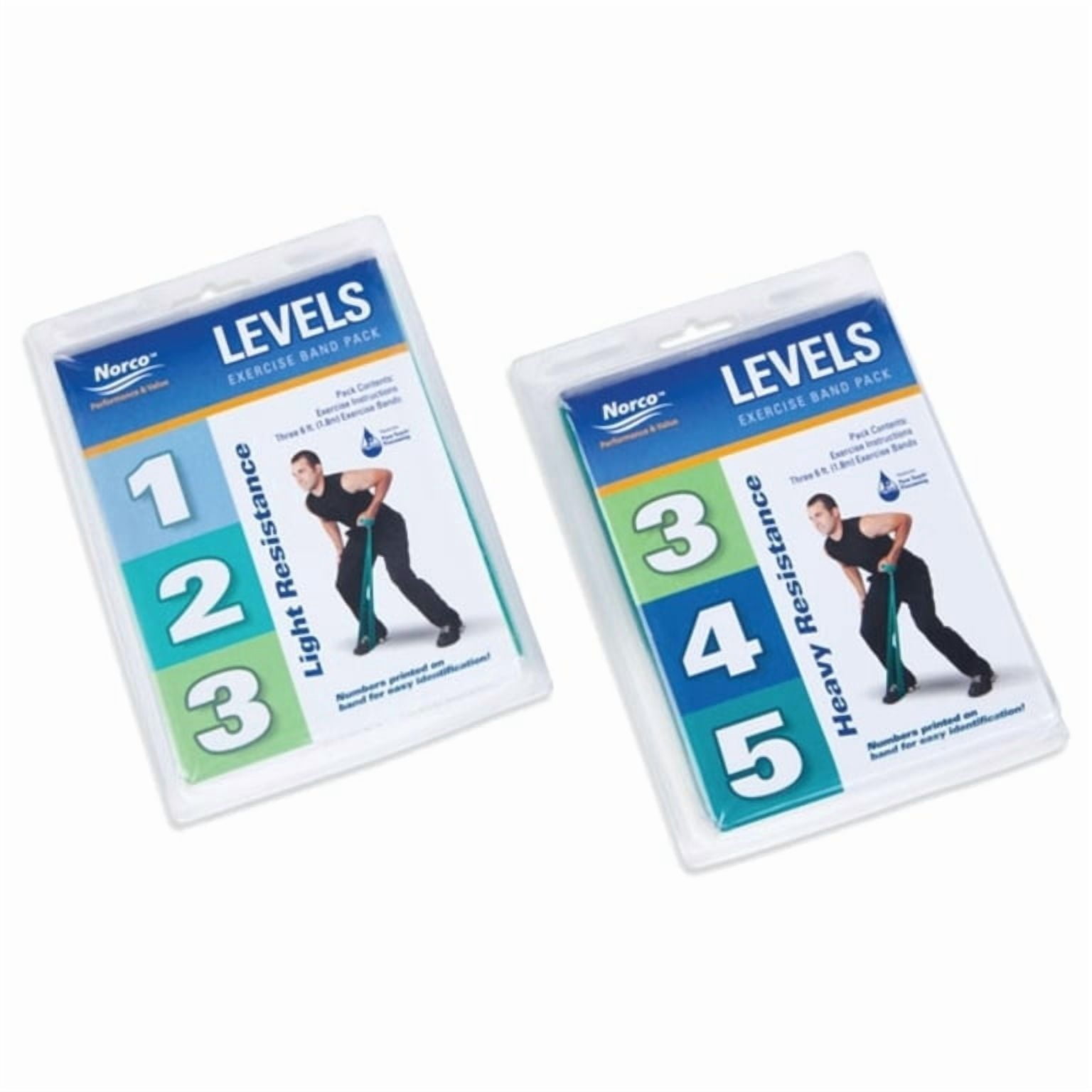 Norco LEVELS Exercise Band Resistance Packs, Level 1-3, Multipack