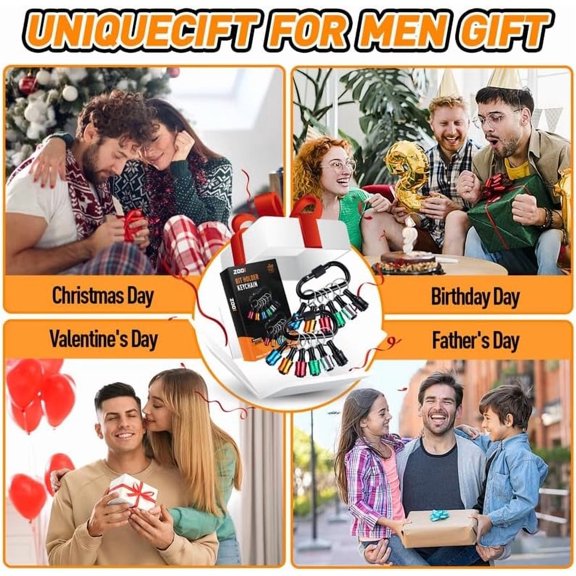 DASAW-Gifts for Men 1/4 Bit Holder, 12Pcs Screwdriver Drill Bit Holder Keychain, Mens Dad Gifts for Him,Husband, Grandpa, Boyfriend, Gift for Dad Who Have Everything, Cool Gadgets Stuff