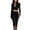 Black, variant on Women's Slim Fit Waist Belt Midi Dress, Knee Length Bodycon Dress for Office, Formal Events, Stretchy Fabric with Adjustable Belt, Elegant Style,Black S