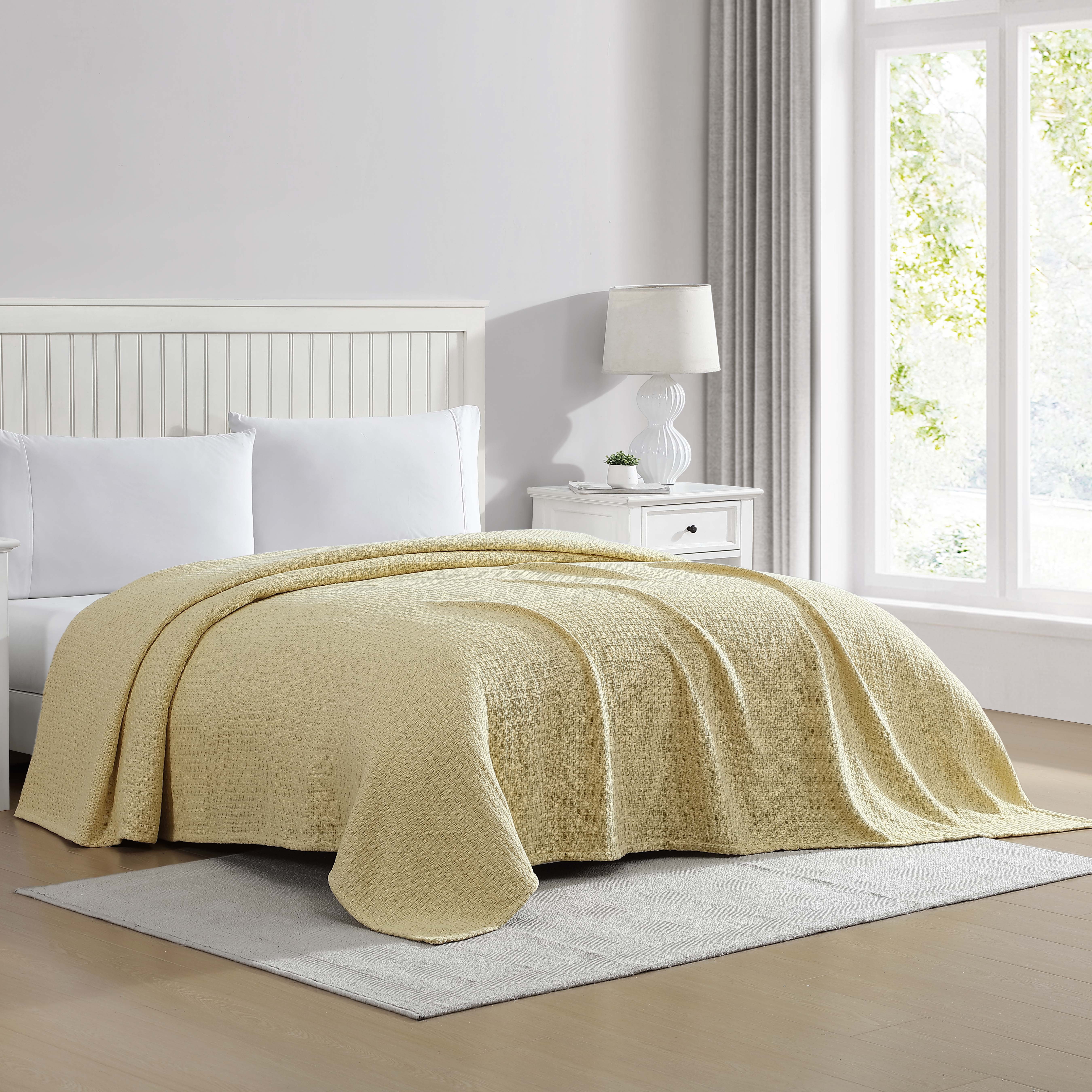 Grand Hotel Woven Cotton Blanket, Twin, Lemon
