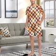 thumbnail image 7 of joogoo Men's Pajama Set Red Artistic Checkered Pattern V-Neck Pj Shorts Set 2 Piece Loungewear Sleepwear M, 7 of 7