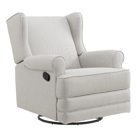 Pemberly Row Wood and Fabric Swivel Glider & Recliner in Sand Beige
