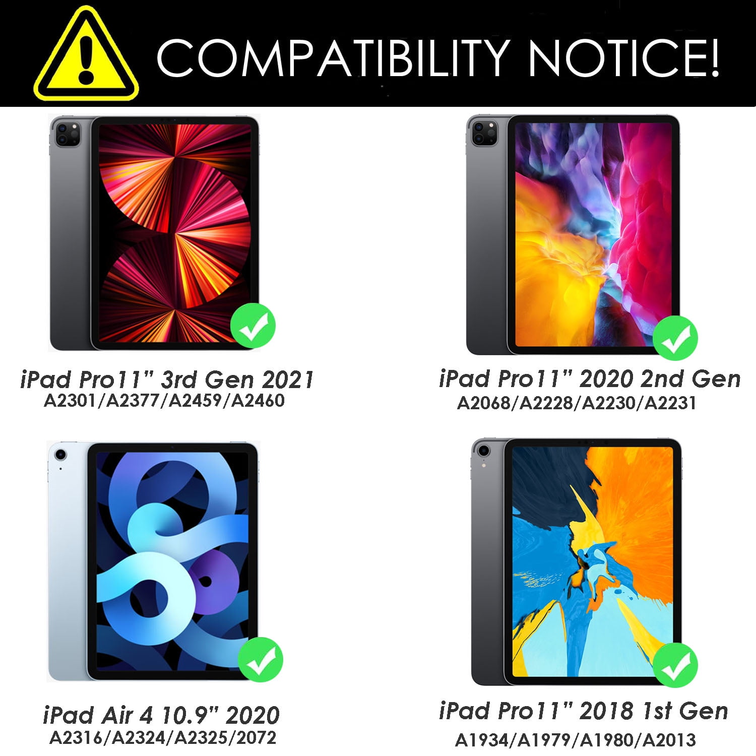 iPad Air 4th Keyboard Case for iPad 10.9" Air 4th Gen 2020/iPad 11 inch 1st/2nd/3rd Gen-Eoso 7 Color Backlight,Touchpad Detachable Slim Cover with Pencil Holder (10.9"/11",Black)