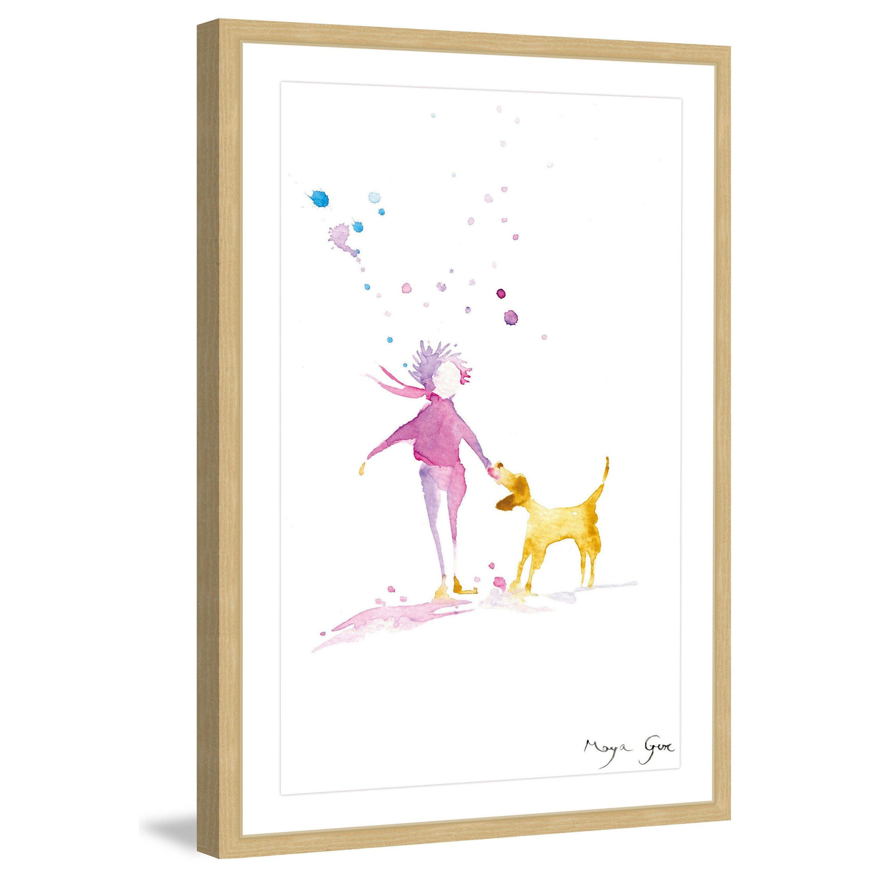"Woman & Dog" Framed Painting Print