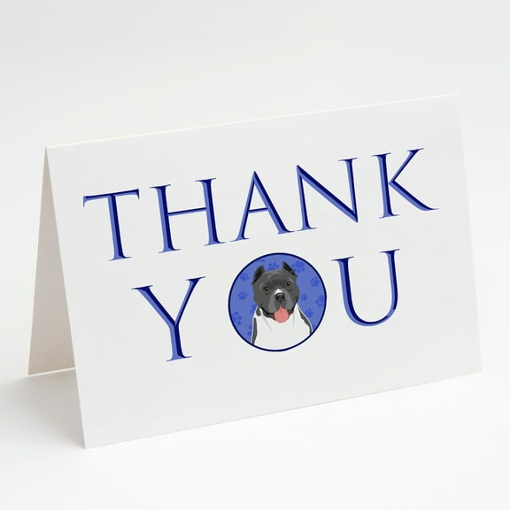 Pit Bull Blue #7 Thank You Greeting Cards and Envelopes Pack of 8 7 in x 5 in