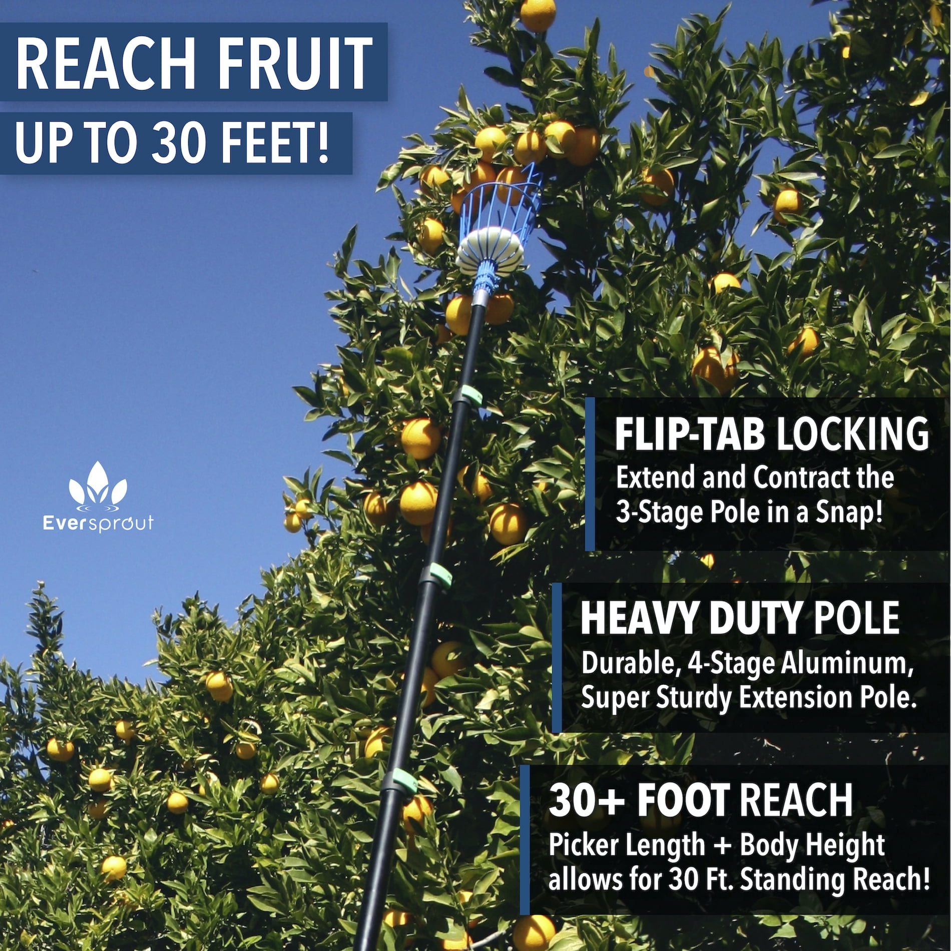 Eversprout Heavy Duty Garden Fruit Picker with Foam Cushion Rust-Resistant