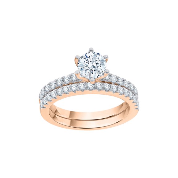 KATARINA Diamond Bridal Set in 10K Rose Gold (1 5/8 cttw, I-J, I1-I2) (Size-6.5)