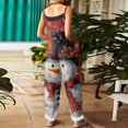 thumbnail image 4 of Women's Christmas Print Casual Loose Retro Suspender Cotton And Linen Jumpsuit, Burgundy, XL, 4 of 4