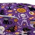 thumbnail image 3 of Halloween Pouf Cover with Zipper, Cartoon Design Horror Symbols of Vampire Ghost Skeleton and Candies, Soft Decorative Fabric Unstuffed Case, 30" W X 17.3" L, Blue Violet and Orange, by Ambesonne, 3 of 5