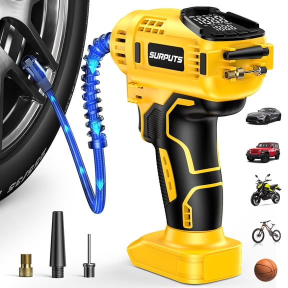 Tire Inflator Air Compressor Compatible with Dewalt 20V Battery, 150PSI Portable Cordless Air Pump with Digital Pressure Gauge, Auto Shut-Off & LED Light, Handheld Tool for Car(Tool Only)