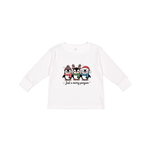 Inktastic Just a Merry Penguin Boys or Girls Long Sleeve Toddler T-Shirt