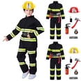 thumbnail image 2 of Halloween Dress Up for Kids Fireman Clothes for Boys Girls Firefighter Role Play Dress Up Outfit with Accessories 8 Pieces, 2 of 8