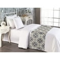 thumbnail image 2 of Bohemian Bed Runner, Symmetric Folk Ornaments of Oriental Damask Like Floral Pattern Ethnic, Decorative Accent Bedding Scarf for Hotels Homes & Guest Rooms, Twin, Sea Blue Orange Ivory, by Ambesonne, 2 of 3