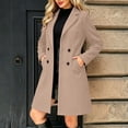 thumbnail image 4 of SuTry Women's Wool Coat, Double Breasted Notched Lapel Long Sleeve, Solid Color Slim Fit Mid Length Winter Overcoat, Everyday Business Casual Outerwear, 4 of 8